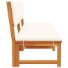 Chaise longue 3-en-1 avec coussins crème en bois massif d'acacia 