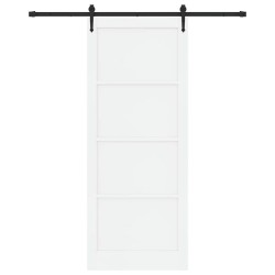 Porte coulissante avec kit de quincaillerie blanche 93x232 cm bois massif pin 