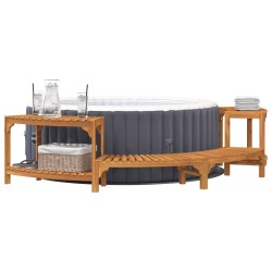 Enceinte pour bain à remous semi-ronde 252x112x55,5 cm en bois massif d'acacia 