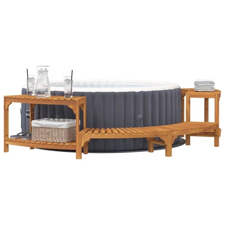Enceinte pour bain à remous semi-ronde 252x112x55,5 cm en bois massif d'acacia 