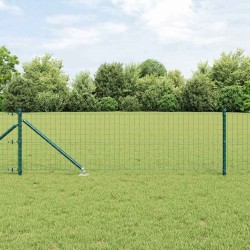 Clôture Euro avec 13 poteaux en acier galvanisé vert de 0,4 x 25 m 