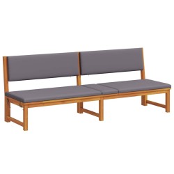 Chaise longue 3 en 1 avec coussins gris clair en bois d'acacia 