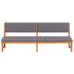 Chaise longue 3 en 1 avec coussins gris clair en bois d'acacia 