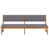 Chaise longue 3 en 1 avec coussins gris clair en bois d'acacia 
