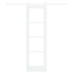 Porte Coulissante avec Quincaillerie 'ORKDAL'en Bois Massif et Verre Blanc 
