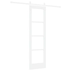 Porte Coulissante avec Quincaillerie 'ORKDAL'en Bois Massif et Verre Blanc 