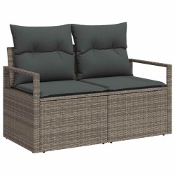 Ensemble de canapé de jardin 3 pièces avec des coussins gris en poly rotin 