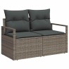 Ensemble de canapé de jardin 3 pièces avec des coussins gris en poly rotin 