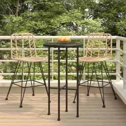 Tabourets de bar lot de 2 45x56x103,5cm Résine tressée et acier 