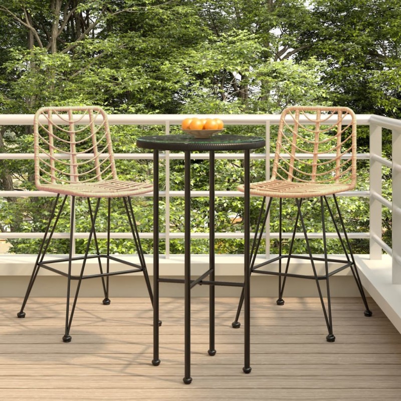 Tabourets de bar lot de 2 45x56x103,5cm Résine tressée et acier 