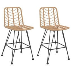 Tabourets de bar lot de 2 45x56x103,5cm Résine tressée et acier 