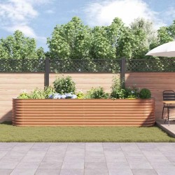 Jardinière de jardin surélevée Effet bois Acier galvanisé 