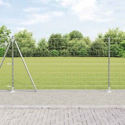 Clôture Euro avec 13 poteaux à embase de 1,2 x 25 m en acier galvanisé. 