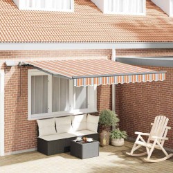 Auvent Rétractable Manuel avec Rayure Multicolore LED 350x250 cm 