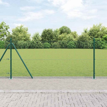 Clôture en fil soudé avec 13 poteaux à collerette Verde 1x50 m en Acier 