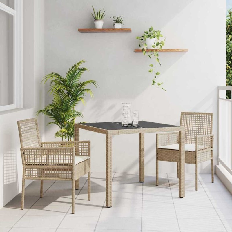 Ensemble de salle à manger pour jardin 3 pcs Beige 