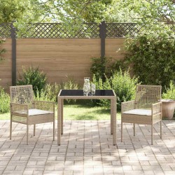 Ensemble de salle à manger pour jardin 3 pcs Beige 