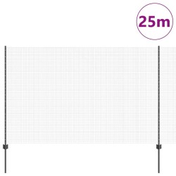 Clôture en fil soudé avec 22 poteaux U Gris 1,5x25 m Acier 