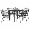 Ensemble de salle à manger de jardin de 5 pièces en poly rotin noir 