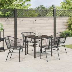 Ensemble de salle à manger de jardin de 5 pièces en poly rotin noir 