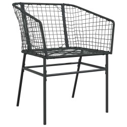 Ensemble de salle à manger de jardin de 5 pièces en poly rotin noir 