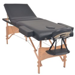 Table de massage pliable et tabouret 10 cm d'épaisseur Noir 