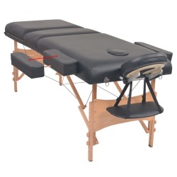 Table de massage pliable et tabouret 10 cm d'épaisseur Noir 