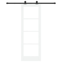 Porte coulissante avec kit de matériel 'ORKDAL'bois massif blanc et verre 