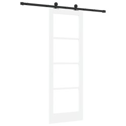 Porte coulissante avec kit de matériel 'ORKDAL'bois massif blanc et verre 