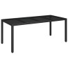 Table de jardin dessus en verre Noir 190x90x75cm Résine tressée 
