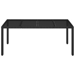 Table de jardin dessus en verre Noir 190x90x75cm Résine tressée 