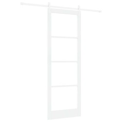 Porte Coulissante avec Kit de Quincaillerie Blanche 83x232 cm Bois Massif Pin 