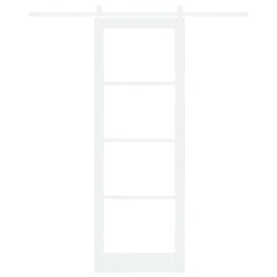 Porte Coulissante avec Kit de Quincaillerie Blanche 83x232 cm Bois Massif Pin 