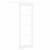 Porte Coulissante avec Kit de Quincaillerie Blanche 83x232 cm Bois Massif Pin 