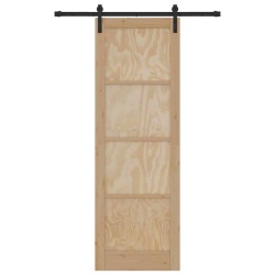 Porte Coulissante avec Ensemble de Quincaillerie 78x232 cm en Bois de Pin Massif 