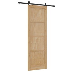 Porte Coulissante avec Ensemble de Quincaillerie 78x232 cm en Bois de Pin Massif 