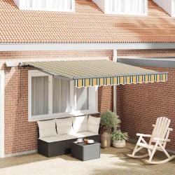 Auvent Rétractable Manuel avec LED Vert et Jaune 350x250 cm 