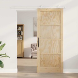 Porte coulissante avec kit de quincaillerie 86x211 cm en bois massif de pin 