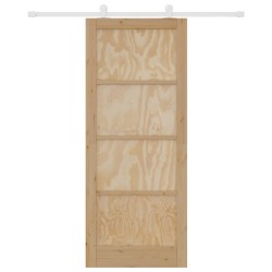 Porte coulissante avec kit de quincaillerie 86x211 cm en bois massif de pin 