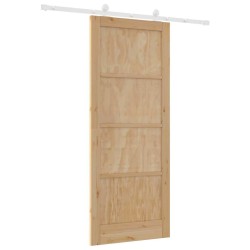Porte coulissante avec kit de quincaillerie 86x211 cm en bois massif de pin 