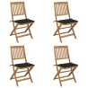 Chaises pliables de jardin lot de 4 avec coussins Bois d'acacia 