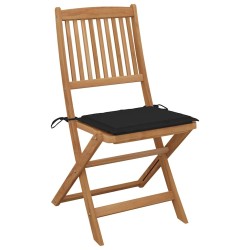 Chaises pliables de jardin lot de 4 avec coussins Bois d'acacia 