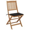 Chaises pliables de jardin lot de 4 avec coussins Bois d'acacia 