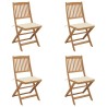 Chaises pliables de jardin lot de 4 avec coussins Bois d'acacia 