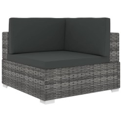 Chaise d'angle 1 pc et coussins Résine tressée Gris 
