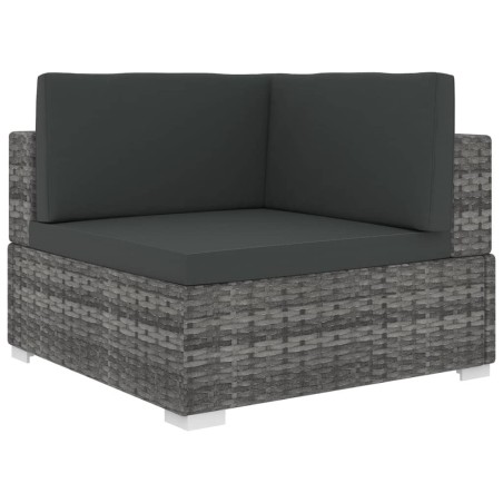 Chaise d'angle 1 pc et coussins Résine tressée Gris 