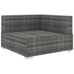 Chaise d'angle 1 pc et coussins Résine tressée Gris 