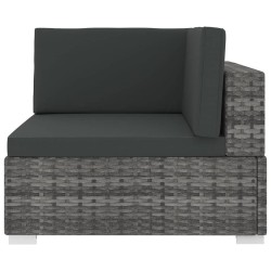 Chaise d'angle 1 pc et coussins Résine tressée Gris 