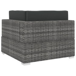 Chaise d'angle 1 pc et coussins Résine tressée Gris 