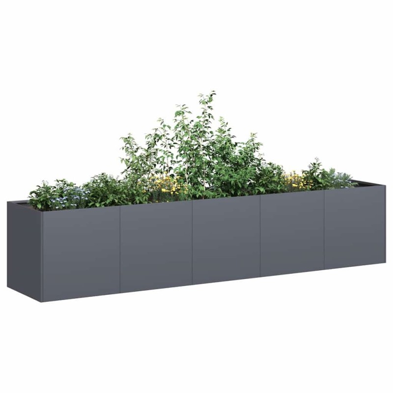 Jardinière anthracite 200x40x40 cm acier laminé à froid 
